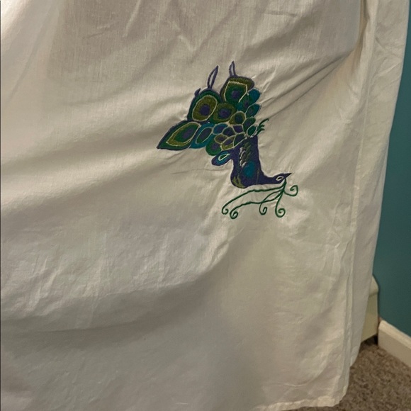 NEW April Cornell White Tunic Dress with Peacocks Size Large - Picture 6 of 13
